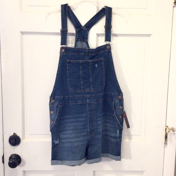 No Boundaries Juniors Core Dark Wash Shortalls Size XXL (19) - Picture 5 of 8